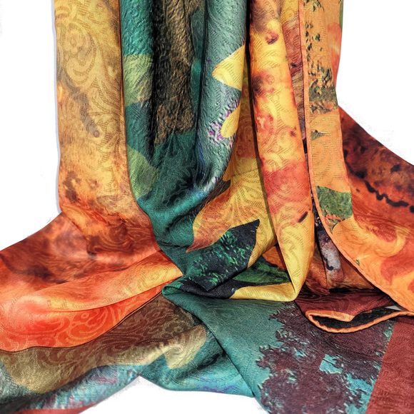 NWT Double Sided Silk Scarf 53"x53" Large Square Shawl Wrap SJJL 3244 - Picture 5 of 9